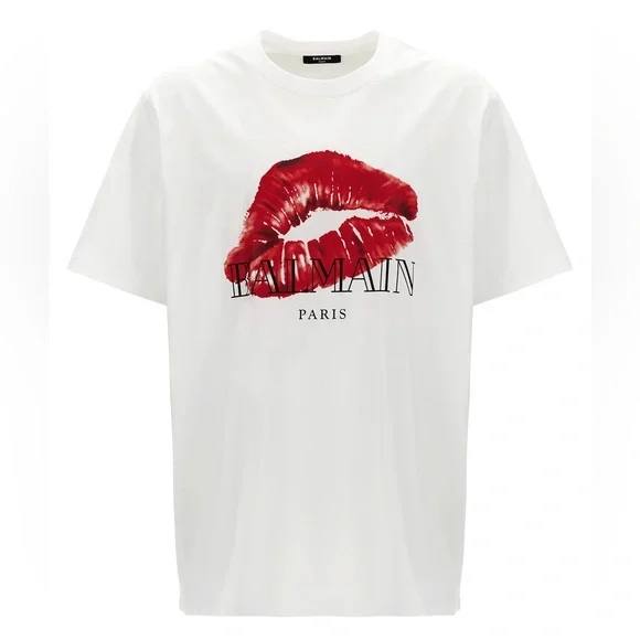 BALMAIN Kiss Printed Logo Relaxed T-Shirt - Picture 1 of 9